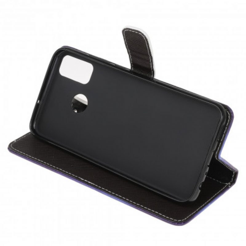 Custodia in pelle Moto G50 Strappy Occhi Di Gatto Nero