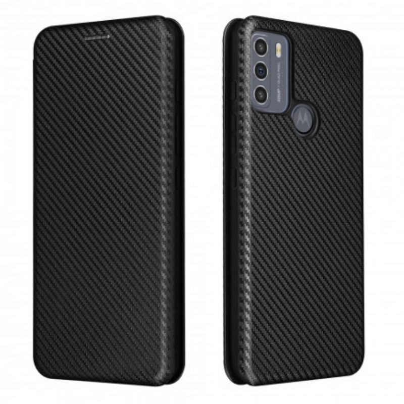 Folio Cover Moto G50 Custodia in pelle Carbonio Siliconico