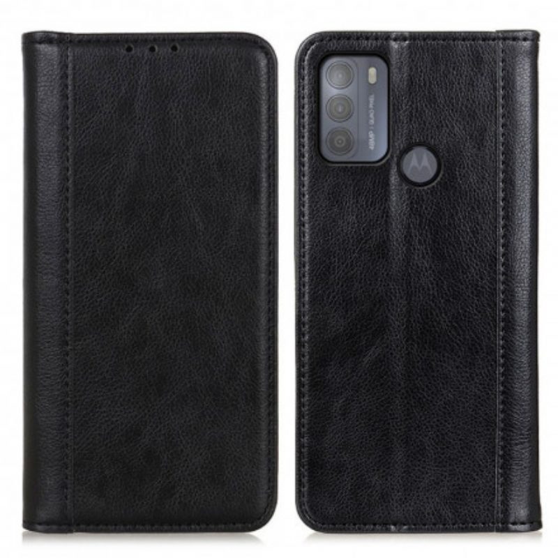 Folio Cover Moto G50 Custodia in pelle Versione In Crosta Di Litchi