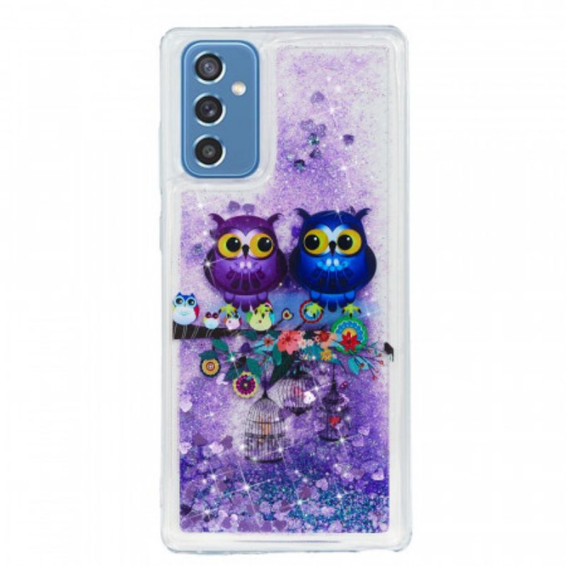 Cover Samsung Galaxy M52 5G Coppia Di Gufi Viola