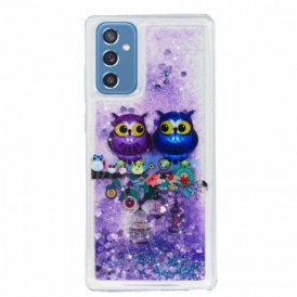 Cover Samsung Galaxy M52 5G Coppia Di Gufi Viola