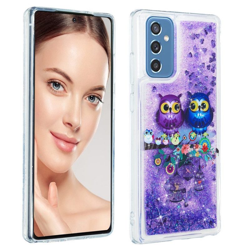 Cover Samsung Galaxy M52 5G Coppia Di Gufi Viola