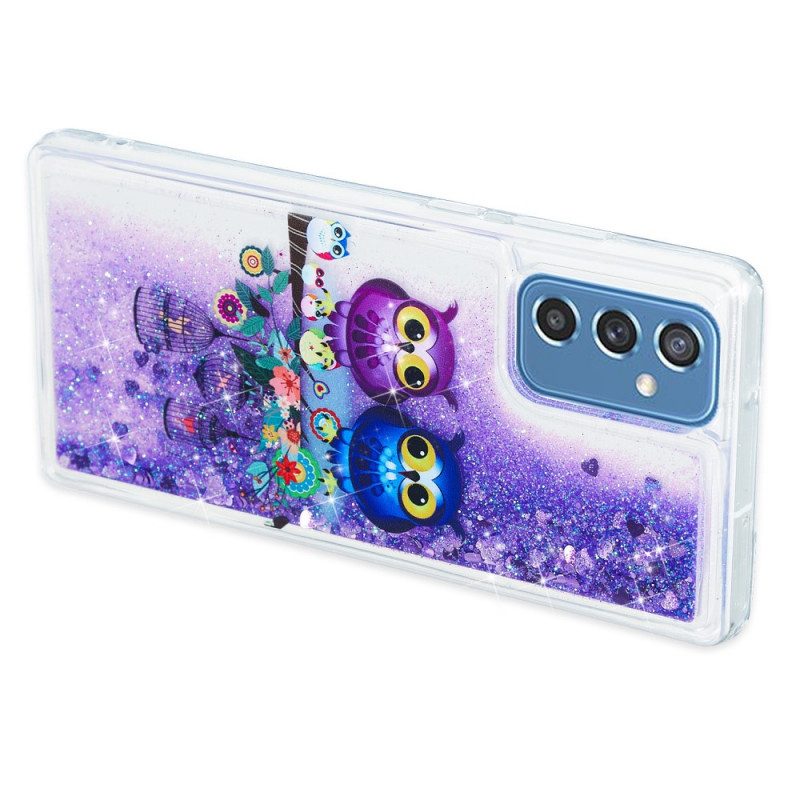 Cover Samsung Galaxy M52 5G Coppia Di Gufi Viola