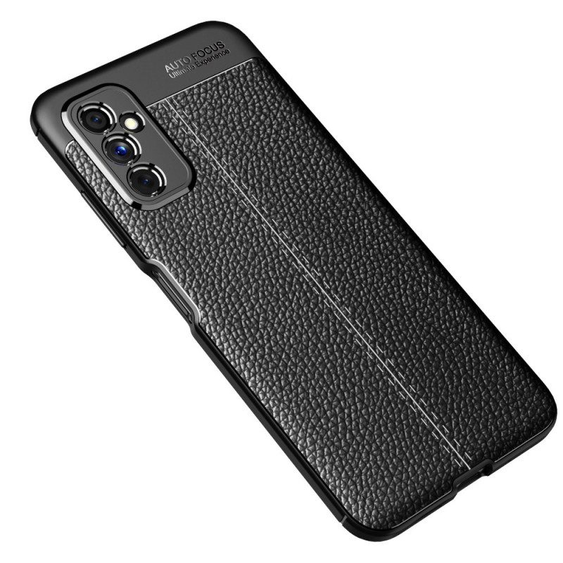 Cover Samsung Galaxy M52 5G Doppia Linea Litchi Effetto Pelle