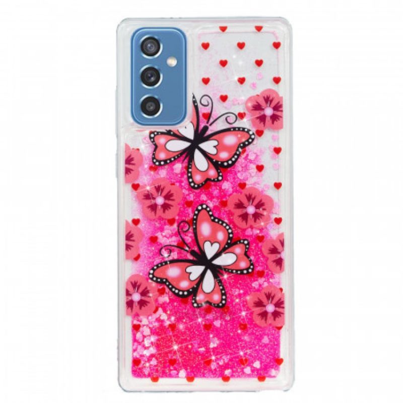 Cover Samsung Galaxy M52 5G Farfalle Rosa