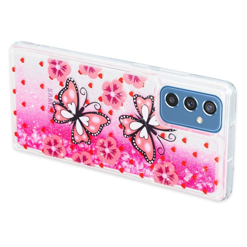 Cover Samsung Galaxy M52 5G Farfalle Rosa