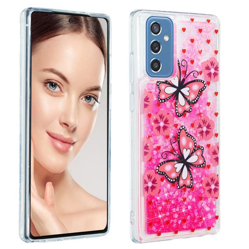 Cover Samsung Galaxy M52 5G Farfalle Rosa