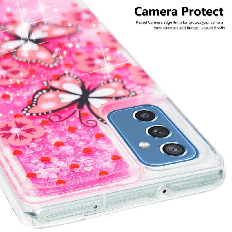 Cover Samsung Galaxy M52 5G Farfalle Rosa