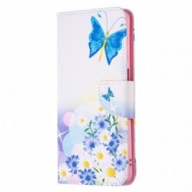 Custodia A Portafoglio Samsung Galaxy M52 5G Farfalla E Fiori