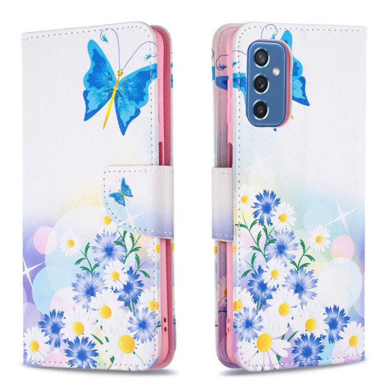 Custodia A Portafoglio Samsung Galaxy M52 5G Farfalla E Fiori