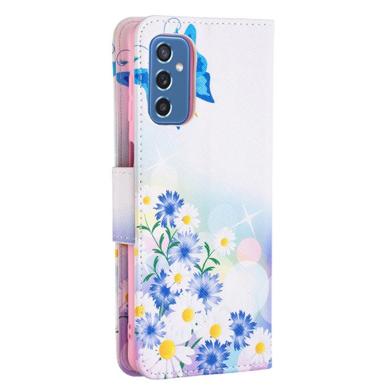 Custodia A Portafoglio Samsung Galaxy M52 5G Farfalla E Fiori