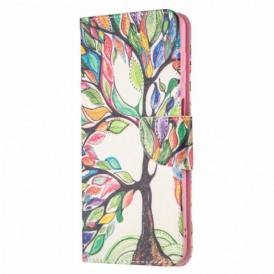 Custodia in pelle Samsung Galaxy M52 5G Albero Arcobaleno