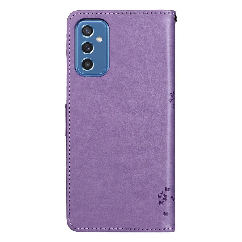 Custodia in pelle Samsung Galaxy M52 5G Albero In Fiore E Gatto