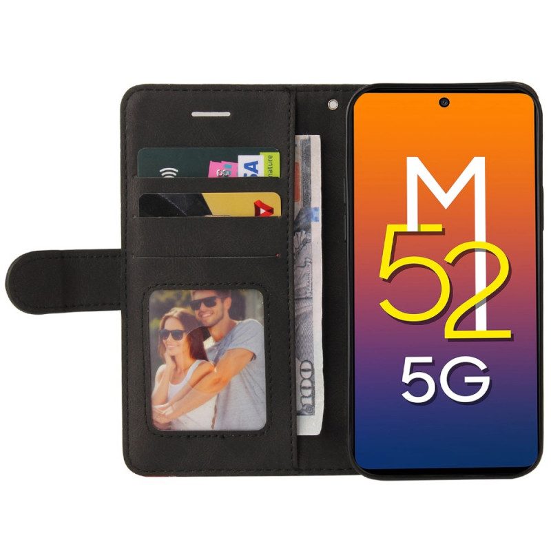 Custodia in pelle Samsung Galaxy M52 5G Linea Di Inchiostro Per Cordino