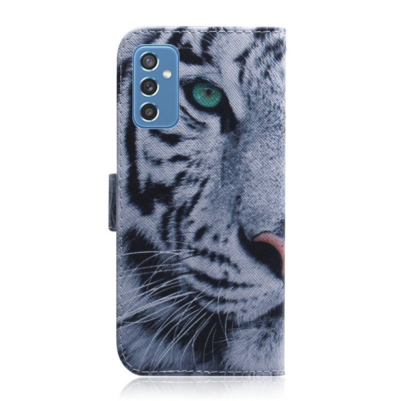 Custodia in pelle Samsung Galaxy M52 5G Tigre Bianca