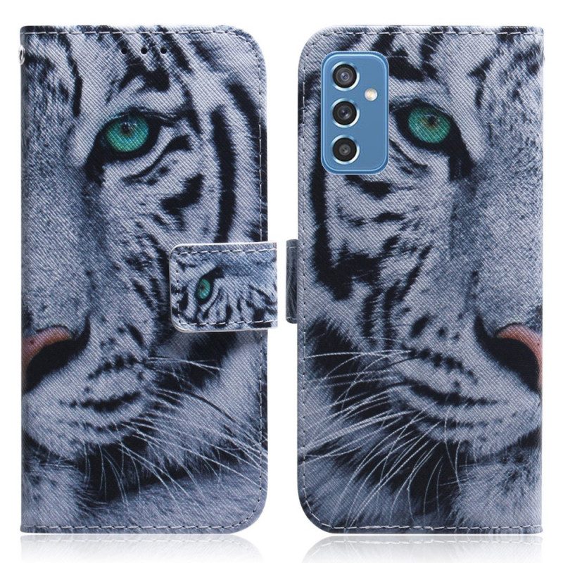 Custodia in pelle Samsung Galaxy M52 5G Tigre Bianca