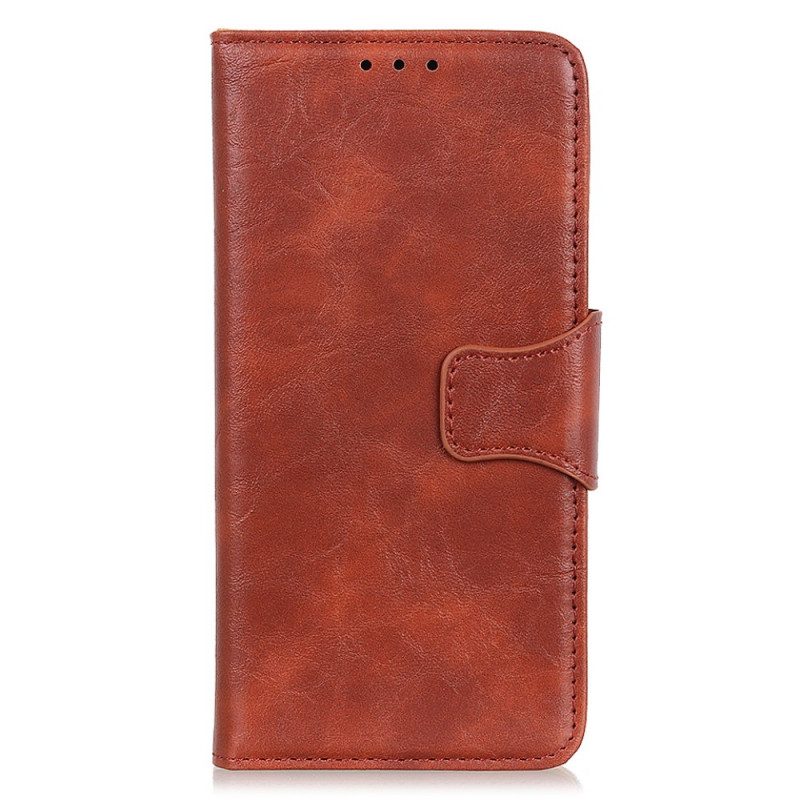 Folio Cover Samsung Galaxy M52 5G Chiusura Reversibile In Pelle Crosta