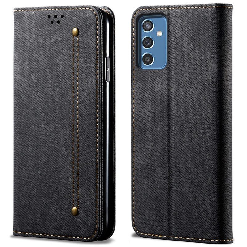 Folio Cover Samsung Galaxy M52 5G Custodia in pelle Tessuto Denim