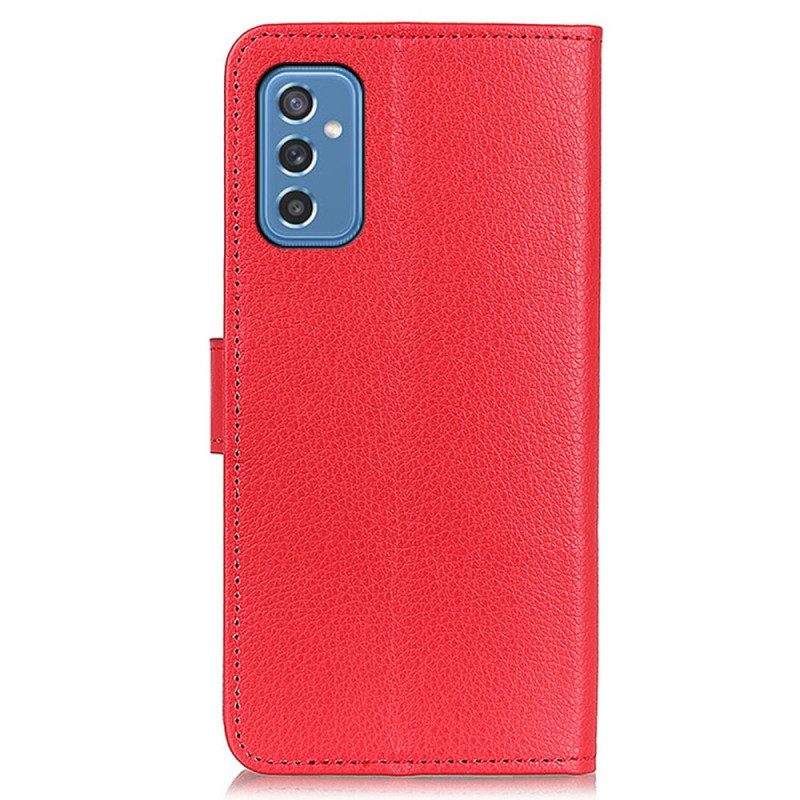 Folio Cover Samsung Galaxy M52 5G Trama Di Litchi