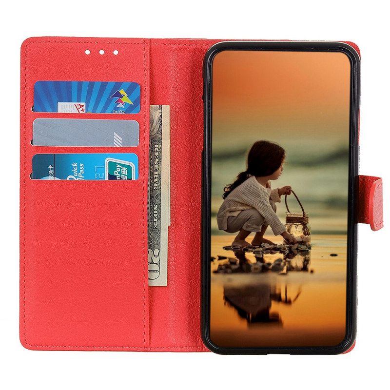 Folio Cover Samsung Galaxy M52 5G Trama Di Litchi