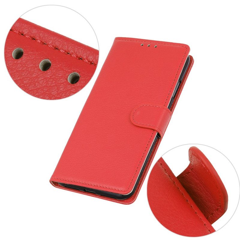 Folio Cover Samsung Galaxy M52 5G Trama Di Litchi