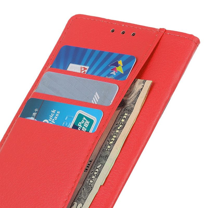 Folio Cover Samsung Galaxy M52 5G Trama Di Litchi