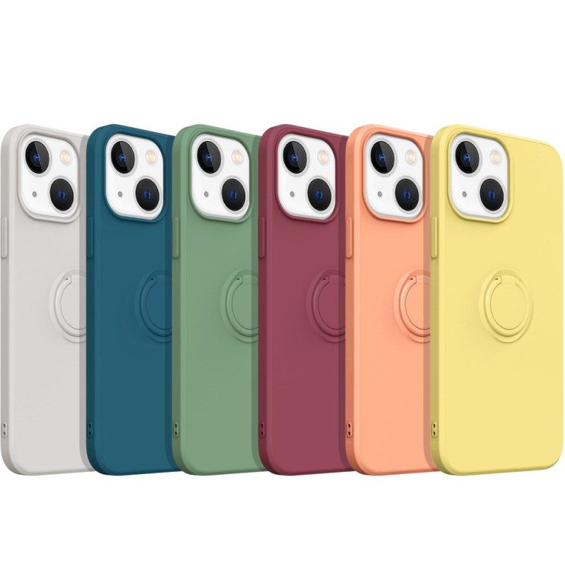 Cover iPhone 14 Anello E Cordino In Silicone Liquido