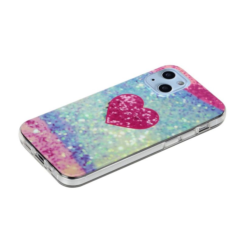 Cover iPhone 14 Cuore Glitterato