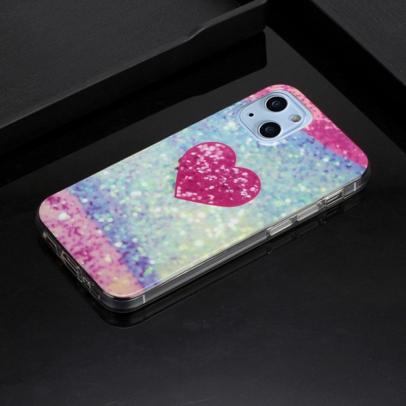 Cover iPhone 14 Cuore Glitterato