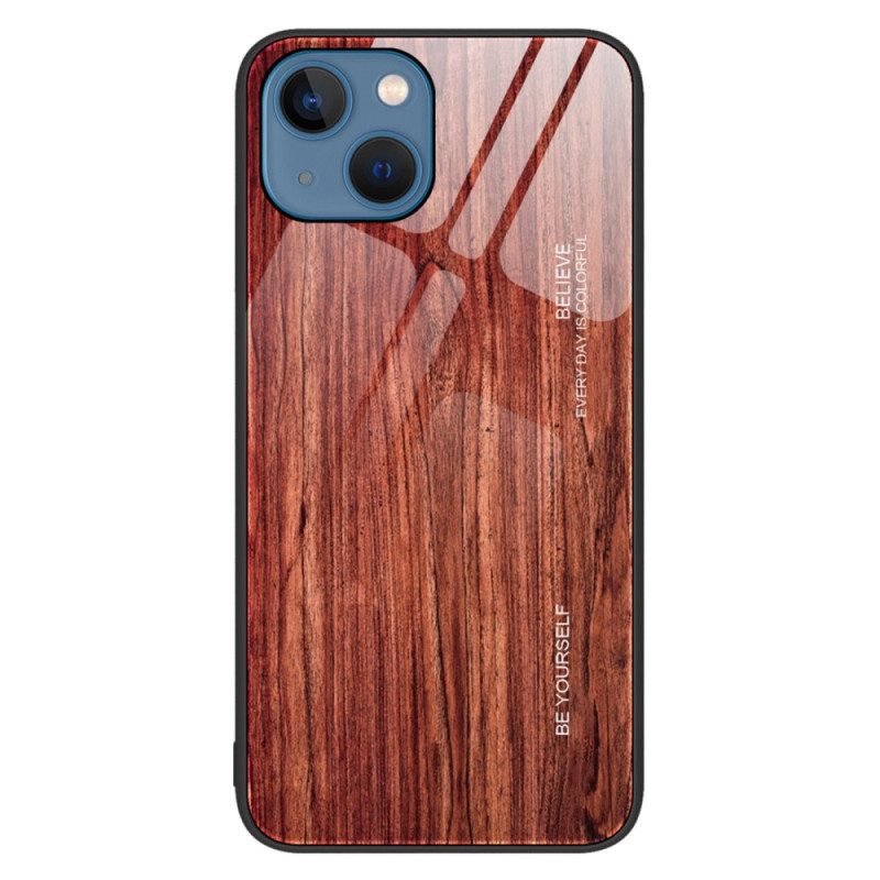 Cover iPhone 14 Design In Legno Vetro Temperato