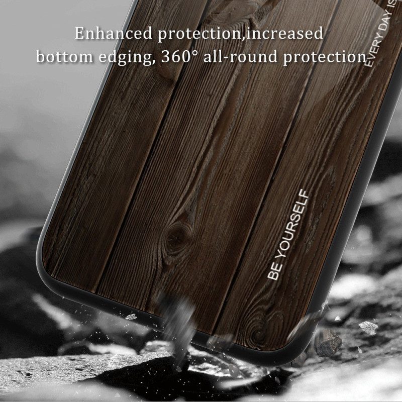 Cover iPhone 14 Design In Legno Vetro Temperato