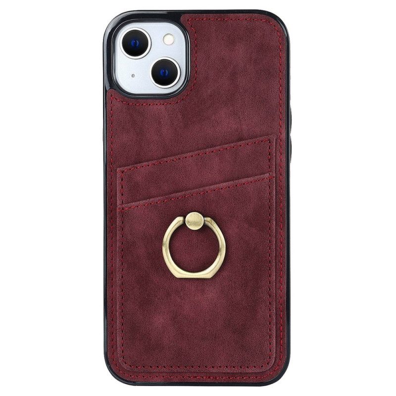 Cover iPhone 14 Staffa Ad Anello Vintage E Portacarte