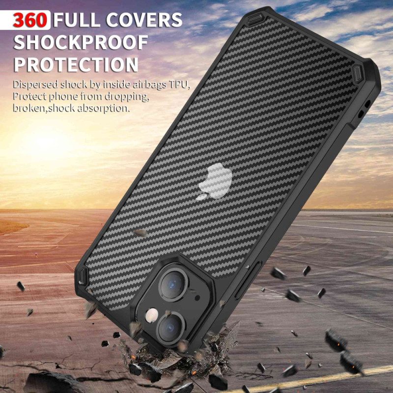 Cover iPhone 14 Texture In Fibra Di Carbonio Senza Cuciture