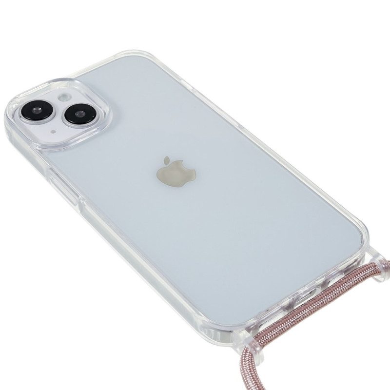 Cover iPhone 14 Trasparente Con Cordoncino Colorato