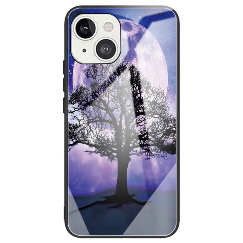 Cover iPhone 14 Vetro Temperato Albero E Luna