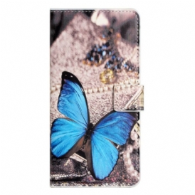 Custodia A Portafoglio iPhone 14 Farfalla Blu