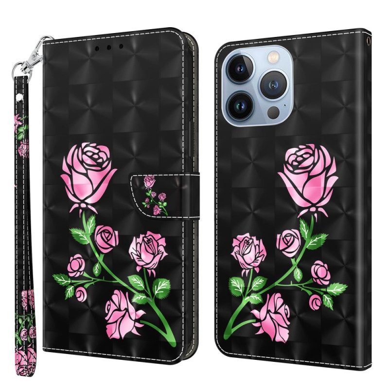 Custodia in pelle iPhone 14 Cinturino Rose