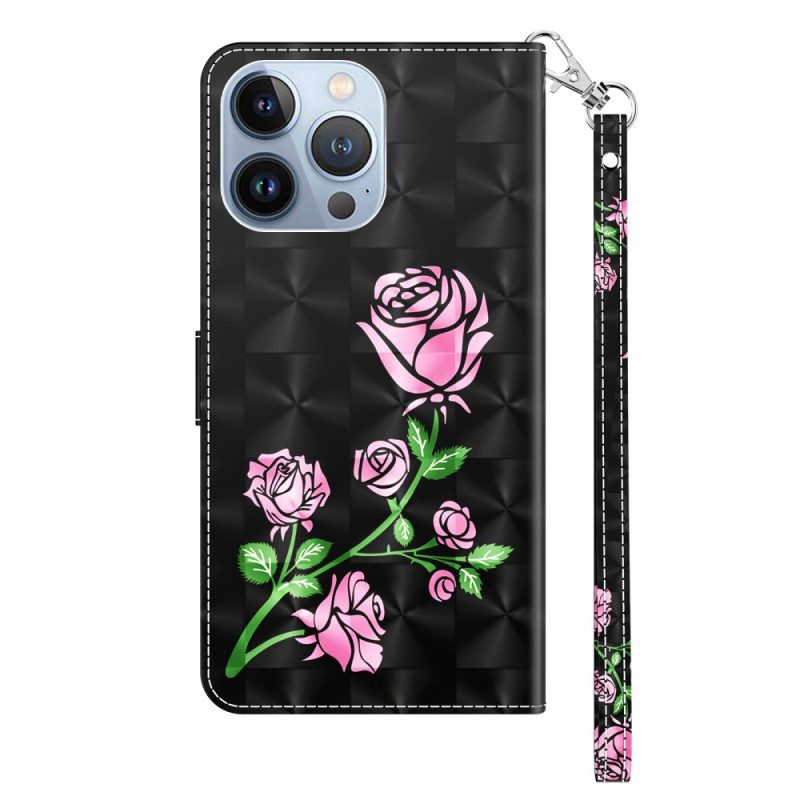 Custodia in pelle iPhone 14 Cinturino Rose