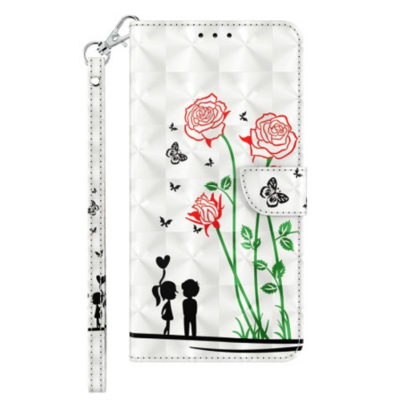 Custodia in pelle iPhone 14 Cordino Love Dandelions