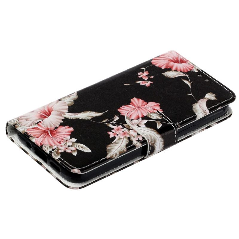 Custodia in pelle iPhone 14 Fiori