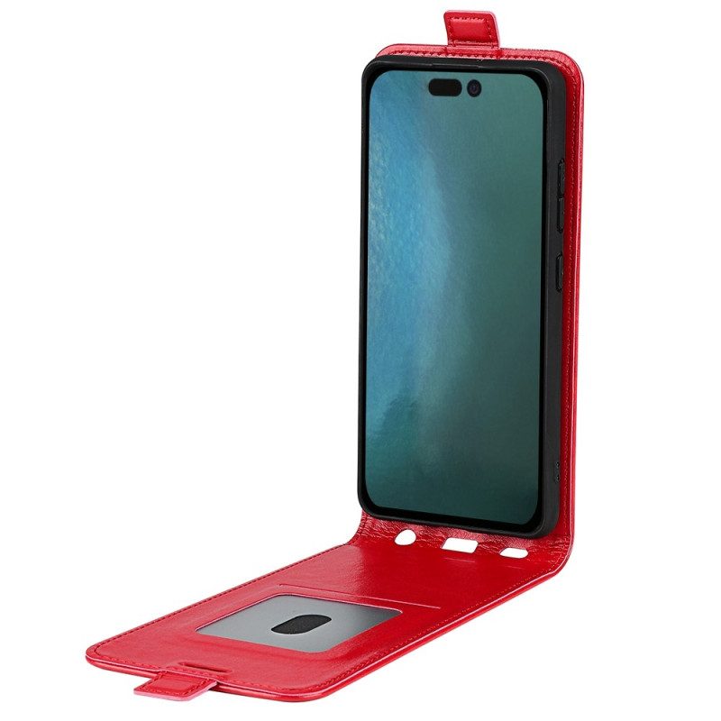 Custodia in pelle iPhone 14 Folio Cover Ribalta Verticale Effetto Pelle