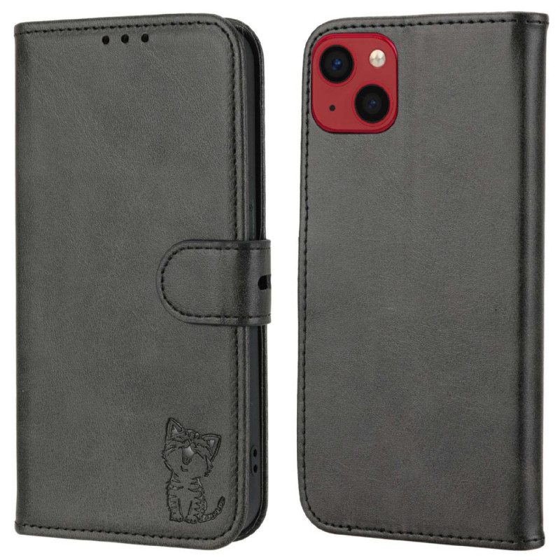 Custodia in pelle iPhone 14 Gattino