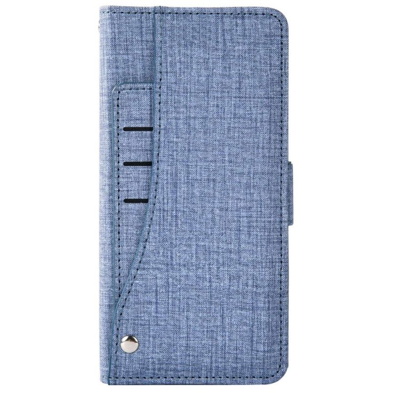 Custodia in pelle iPhone 14 Jeans Con Portacarte Girevole