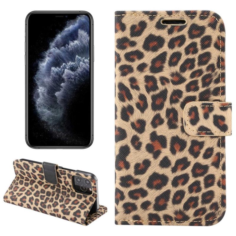 Custodia in pelle iPhone 14 Leopardo