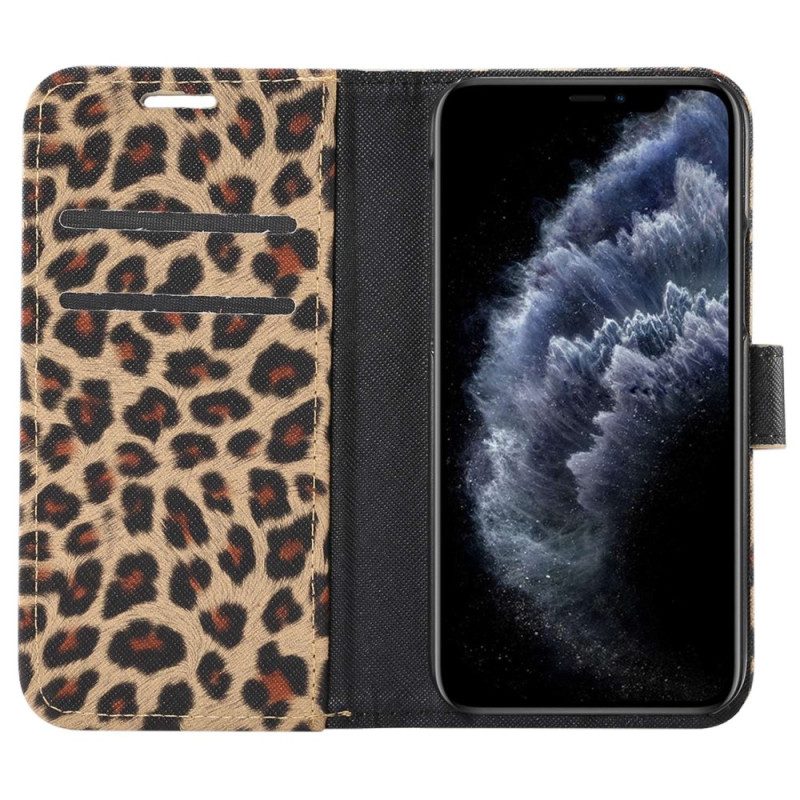 Custodia in pelle iPhone 14 Leopardo