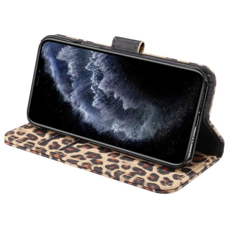 Custodia in pelle iPhone 14 Leopardo