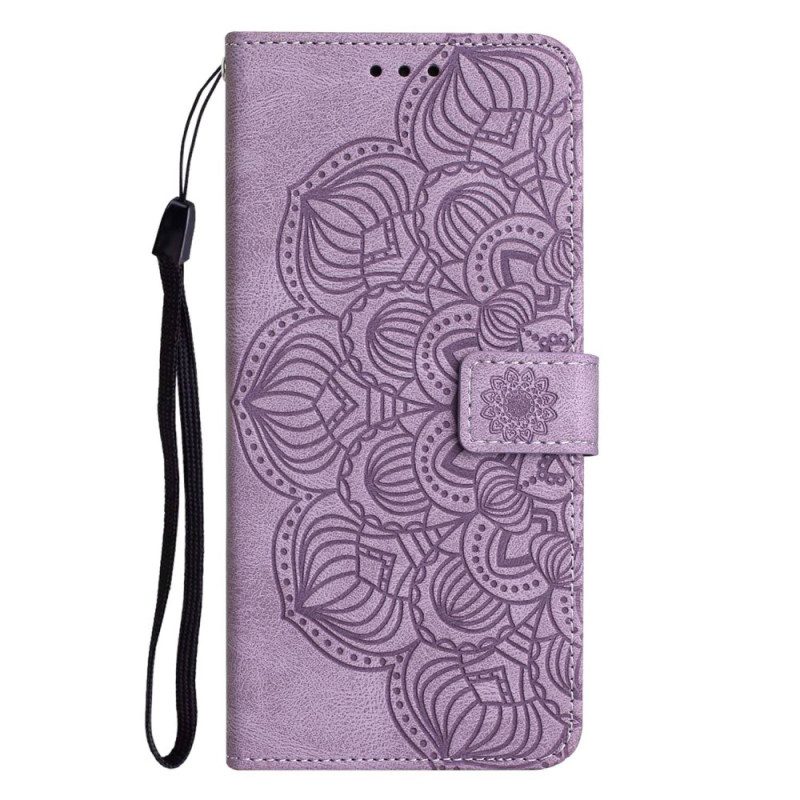 Custodia in pelle iPhone 14 Mandala Strappy