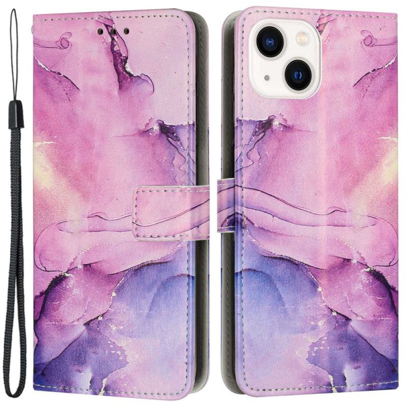 Custodia in pelle iPhone 14 Striscia Di Marmo