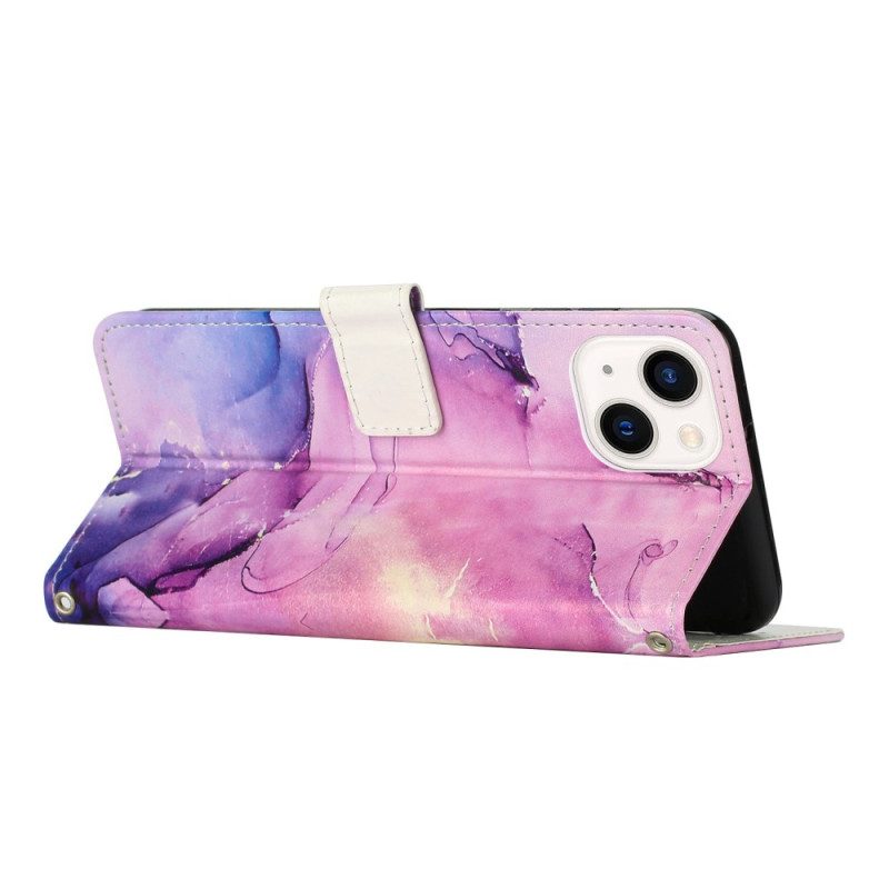 Custodia in pelle iPhone 14 Striscia Di Marmo