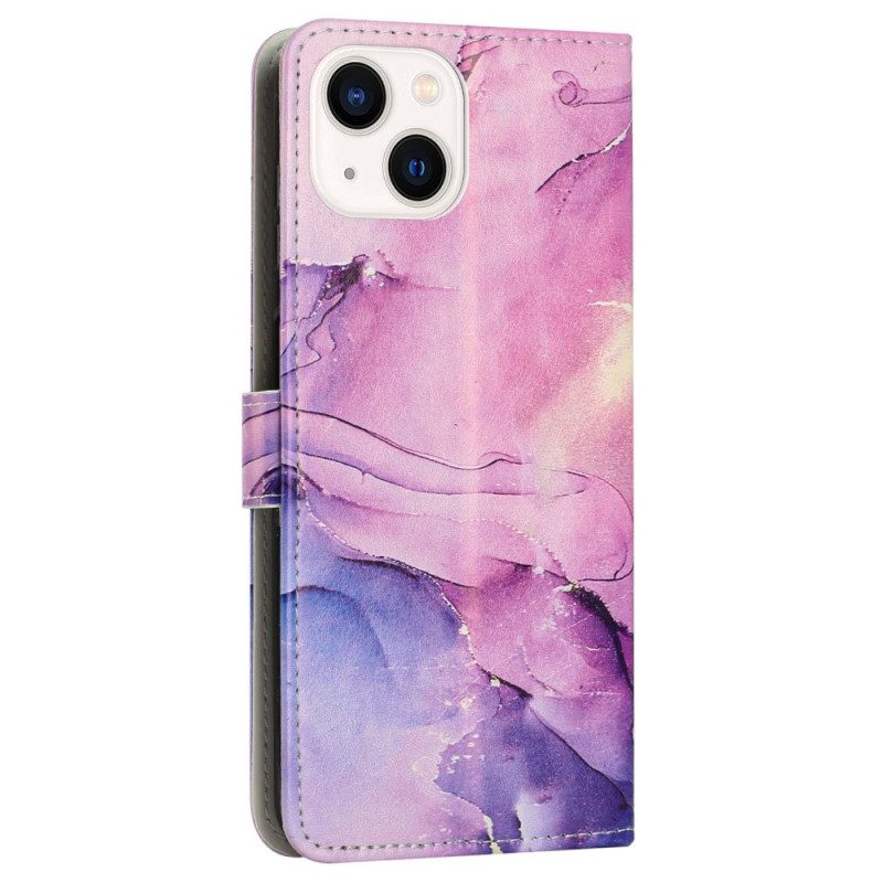 Custodia in pelle iPhone 14 Striscia Di Marmo